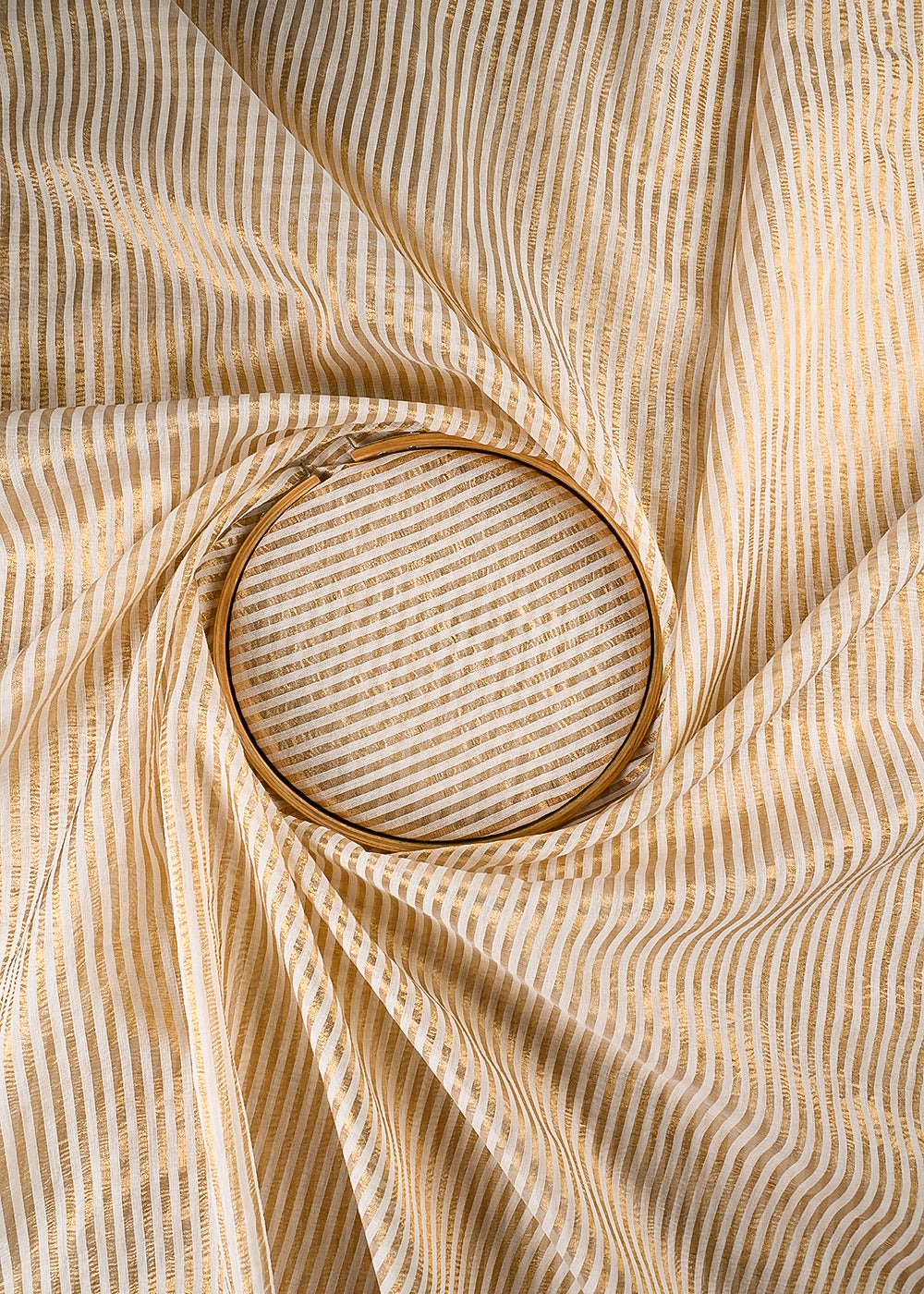 White Dyeable Chanderi Fabric With All Over Zari Handloom 25058