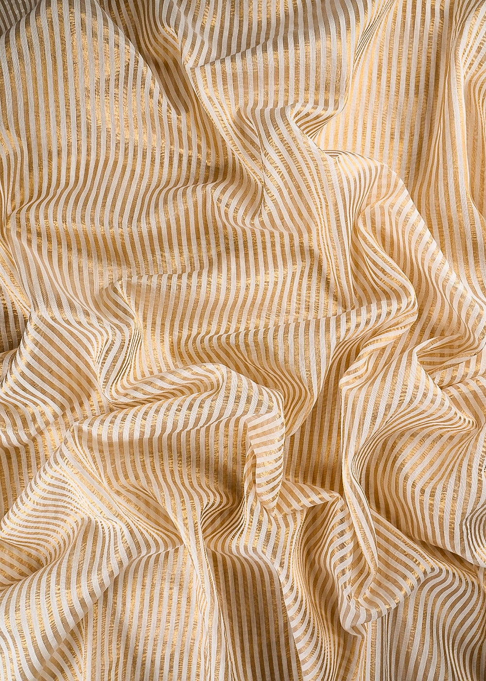 White Dyeable Chanderi Fabric With All Over Zari Handloom 25058