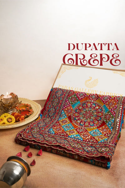 Multi-Color Crepe Dupatta All Over Zari And Sequins Work 25079