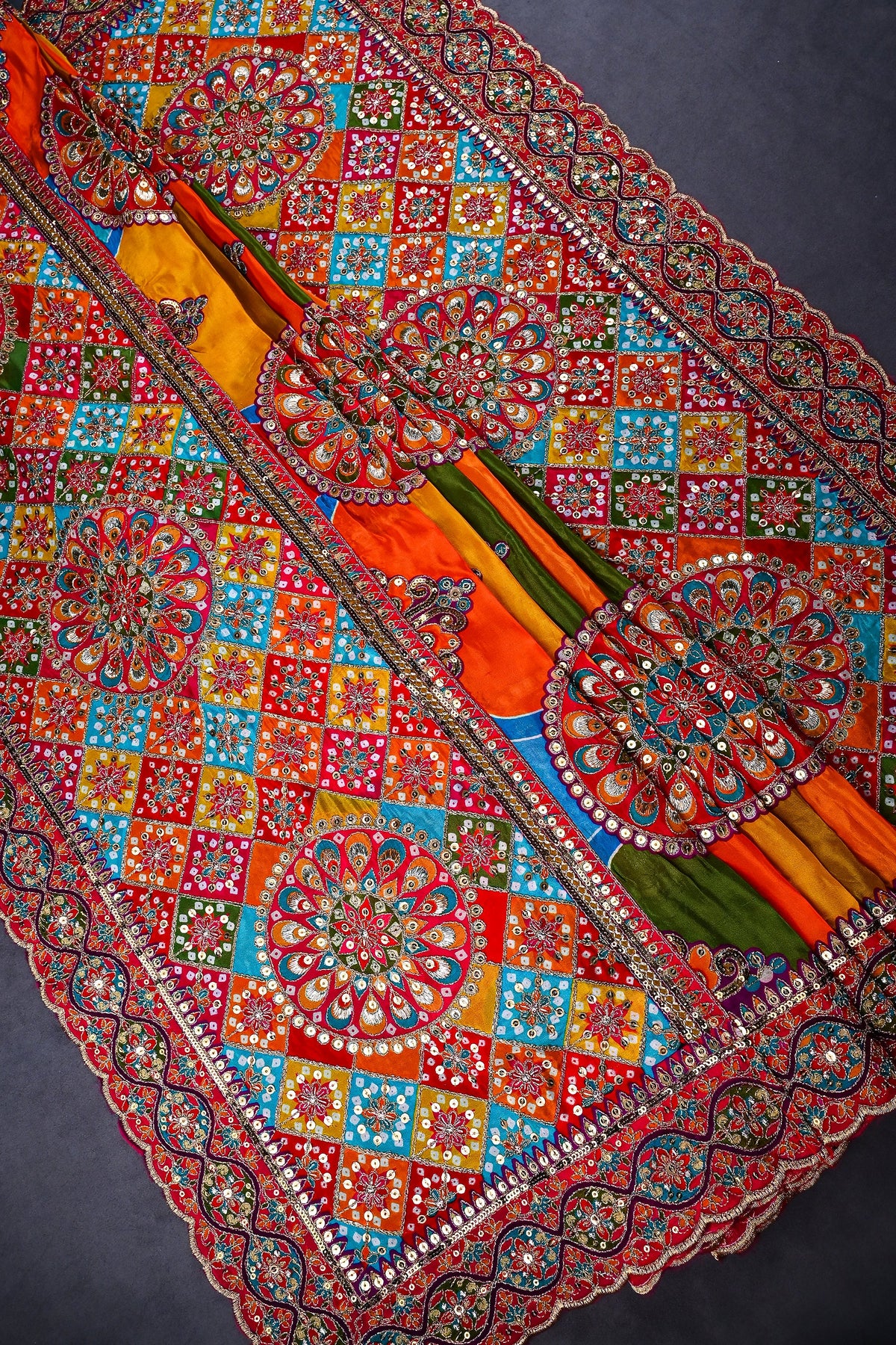 Multi-Color Crepe Dupatta All Over Zari And Sequins Work 25079