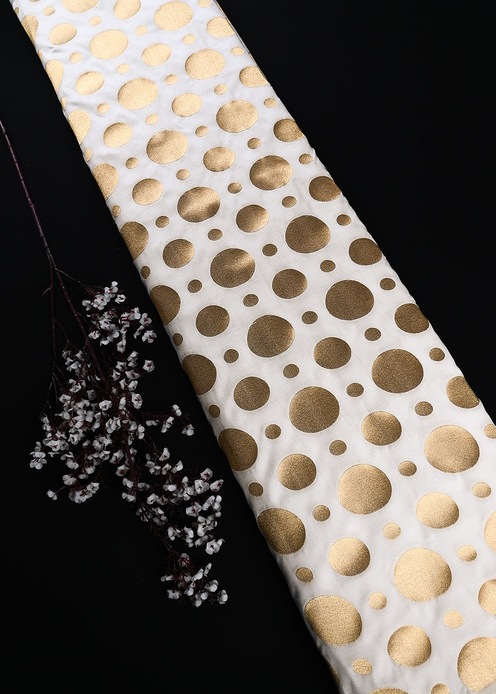 White Dyeable Silk Fabric With All Over Zari Handloom 25100