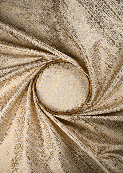 White Dyeable Silk Fabric With All Over Zari Handloom 25103