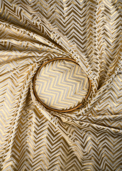 White Dyeable Silk Fabric With All Over Zari Handloom 25104
