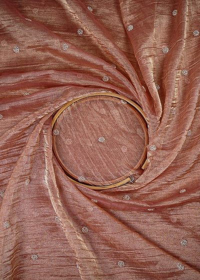 Peach Tissue Fabric With All Over Buti Of Katdana Work 25124
