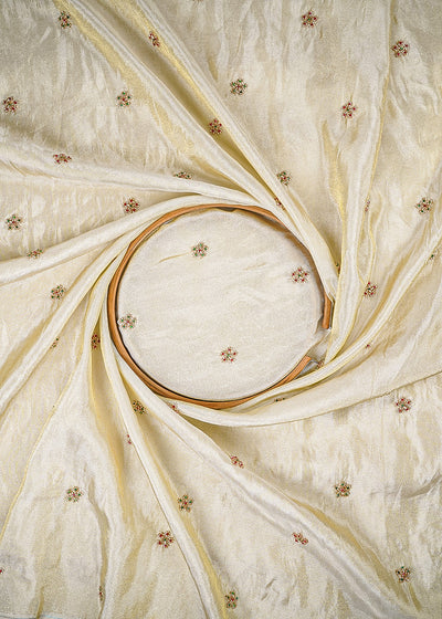 Golden Dyeable Tissue Fabric With All Over Buti Of Katdana Work 25127