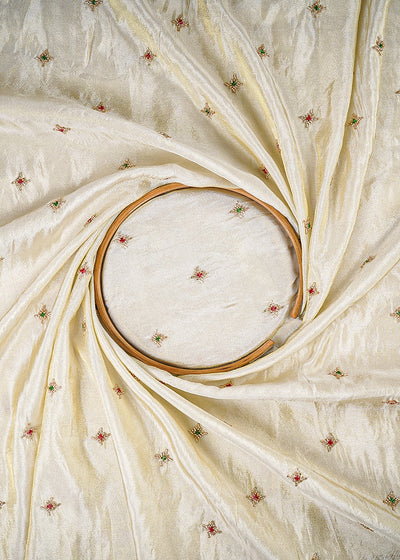 Golden Dyeable Tissue Fabric With All Over Buti Of Katdana Work 25129