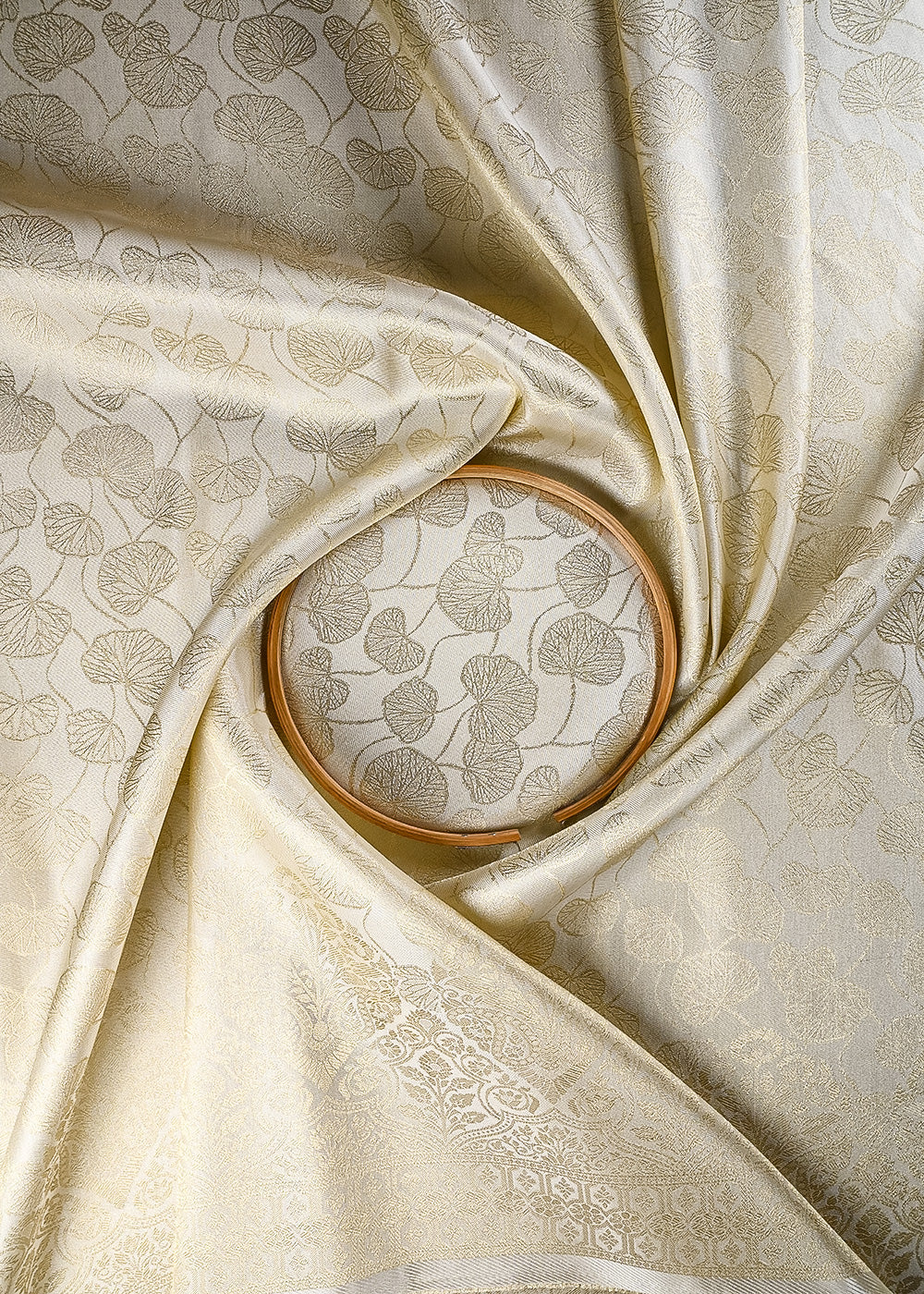 Golden Dyeable Tissue Fabric With All Over Zari Handloom With One Side Border 25152