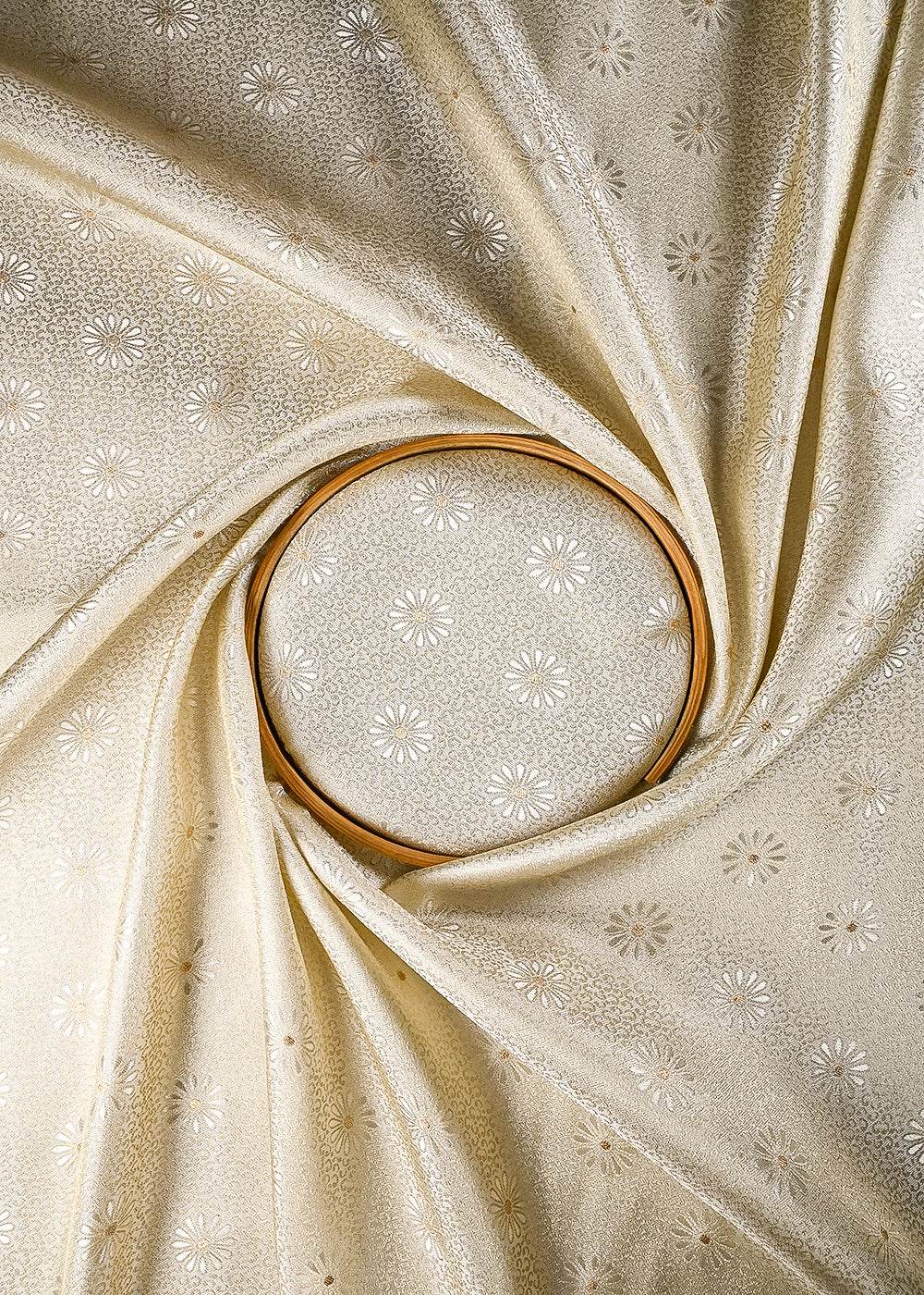 Golden Dyeable Tissue Fabric With All Over Zari Handloom 25153