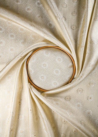 Golden Dyeable Tissue Fabric With All Over Zari Handloom 25153