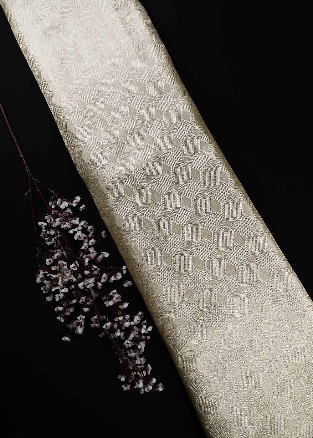 Golden Dyeable Tissue Fabric With All Over Zari Handloom 25162