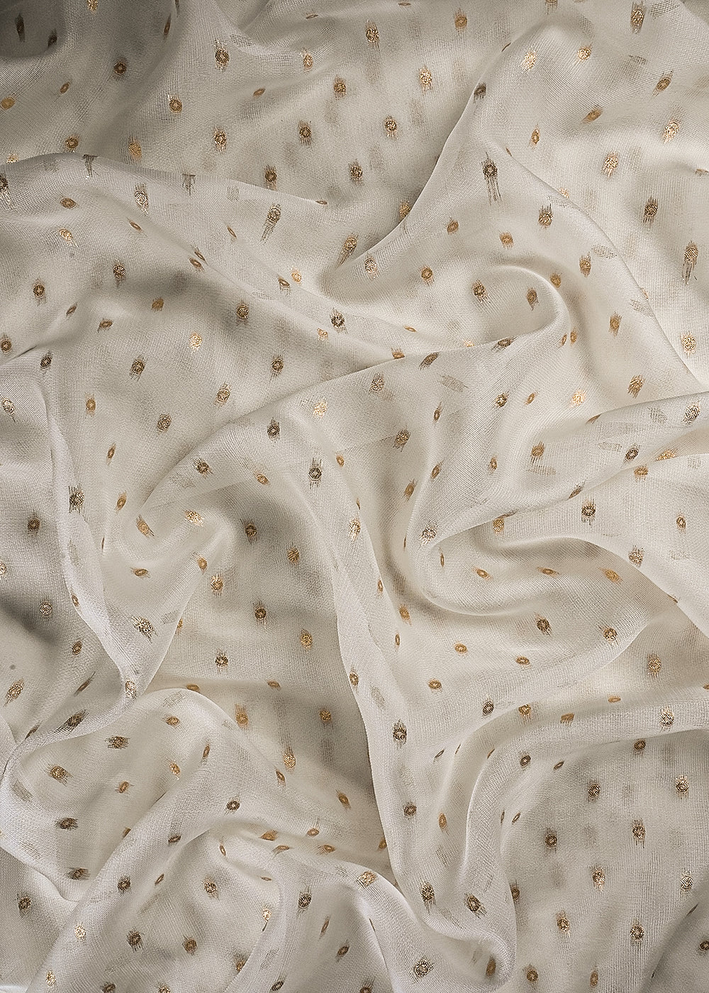 White Dyeable Georgette Fabric With All Over Zari Handloom 25193