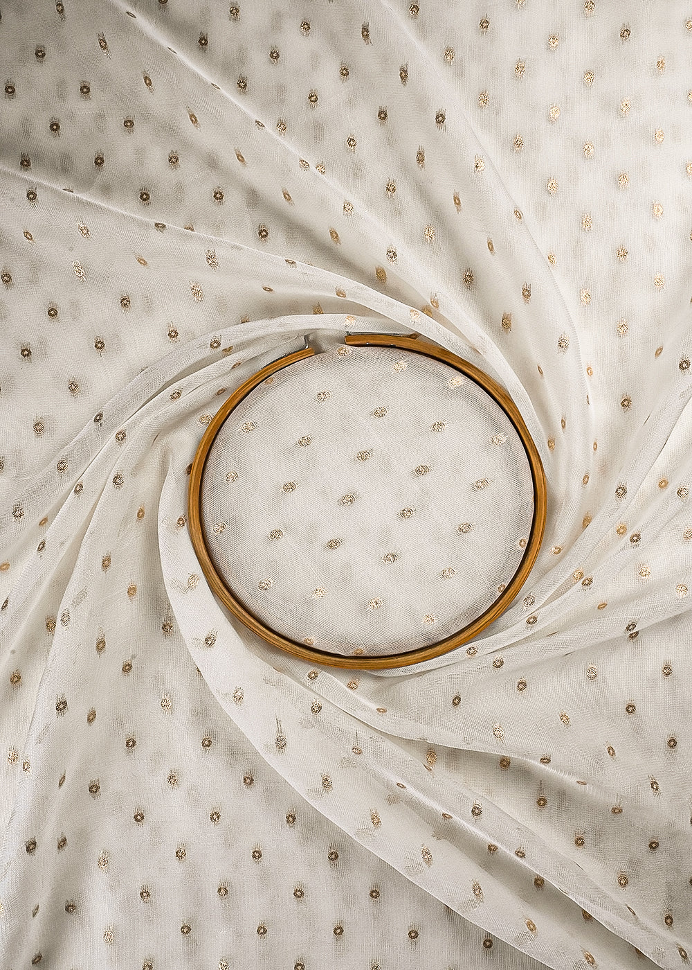 White Dyeable Georgette Fabric With All Over Zari Handloom 25194