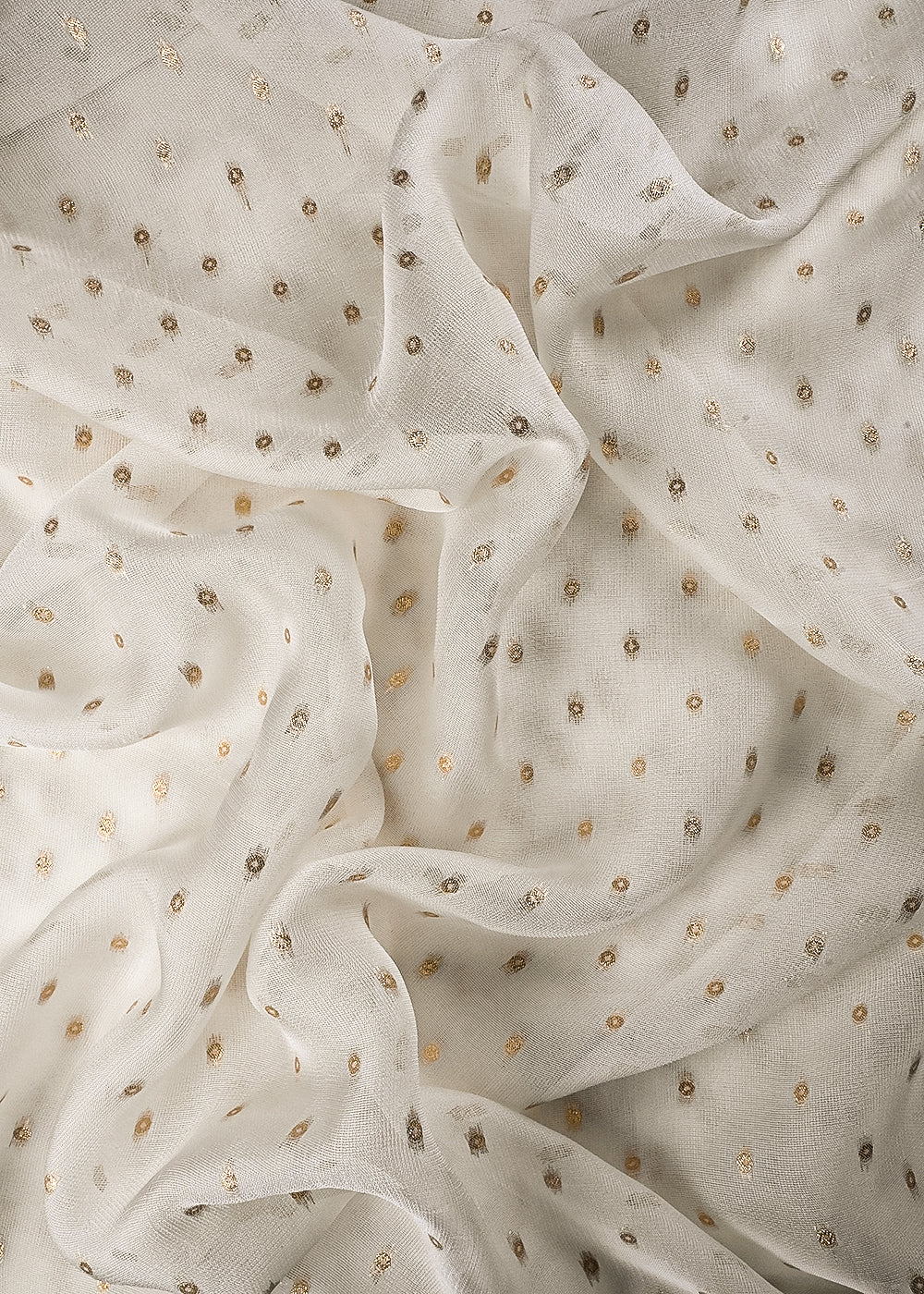 White Dyeable Georgette Fabric With All Over Zari Handloom 25194