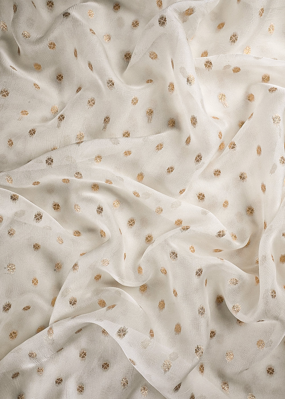 White Dyeable Georgette Fabric With All Over Zari Handloom 25198