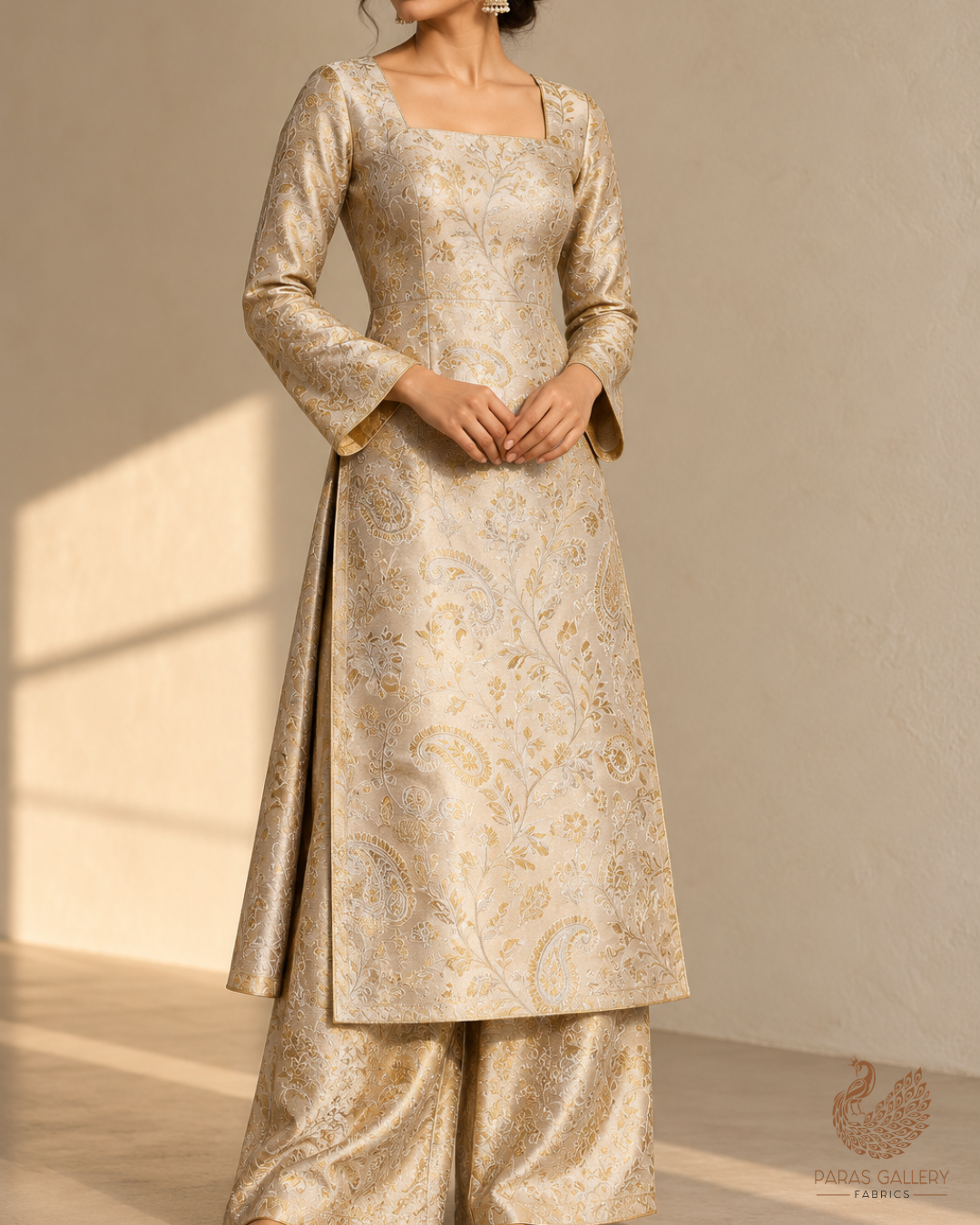 Golden Dyeable Tissue Fabric With All Over Zari Handloom 25201