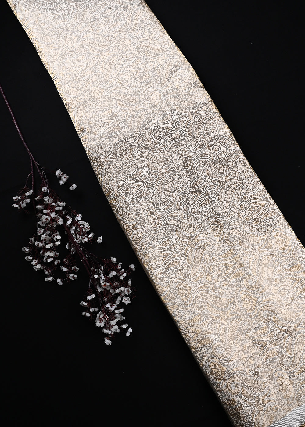 Golden Dyeable Tissue Fabric With All Over Zari Handloom 25203