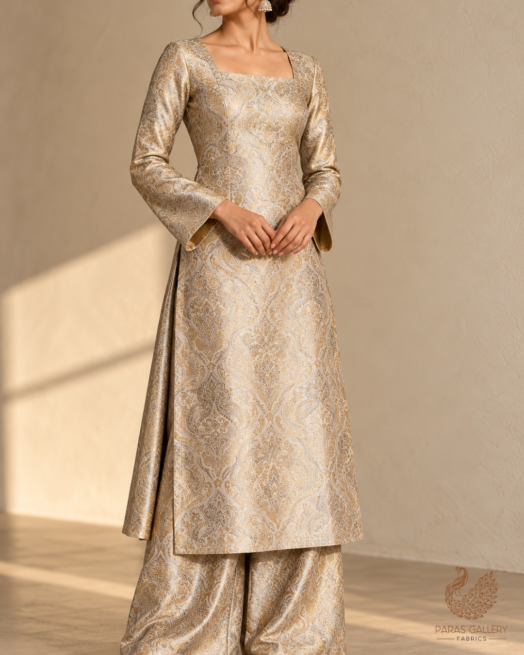 Golden Dyeable Tissue Fabric With All Over Zari Handloom 25205
