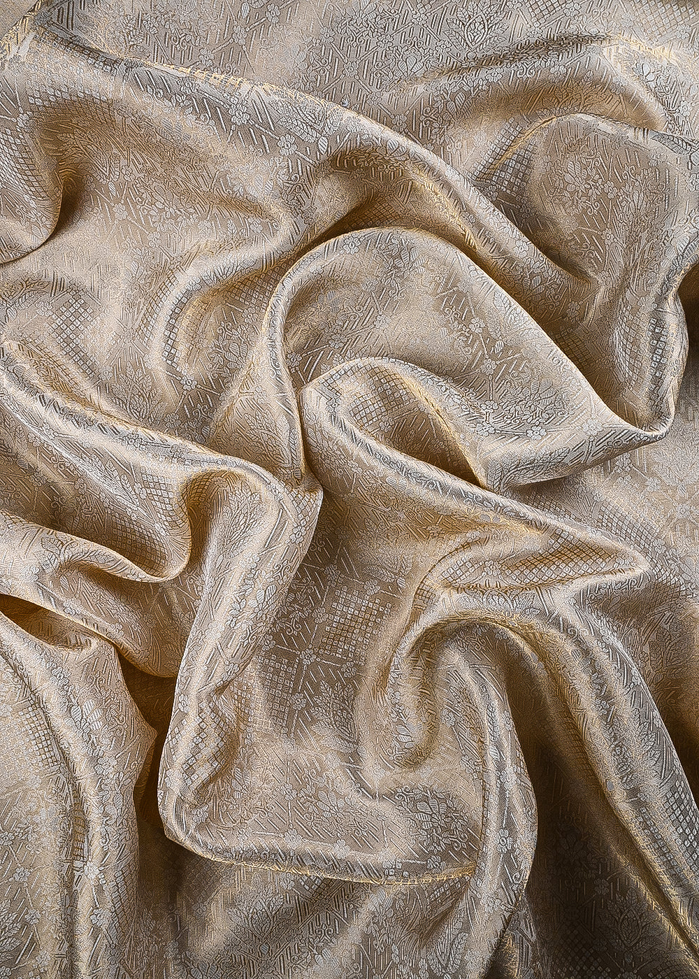 Golden Dyeable Tissue Fabric With All Over Zari Handloom 25204
