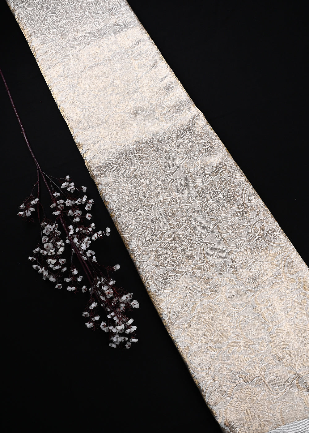 Golden Dyeable Tissue Fabric With All Over Zari Handloom 25206