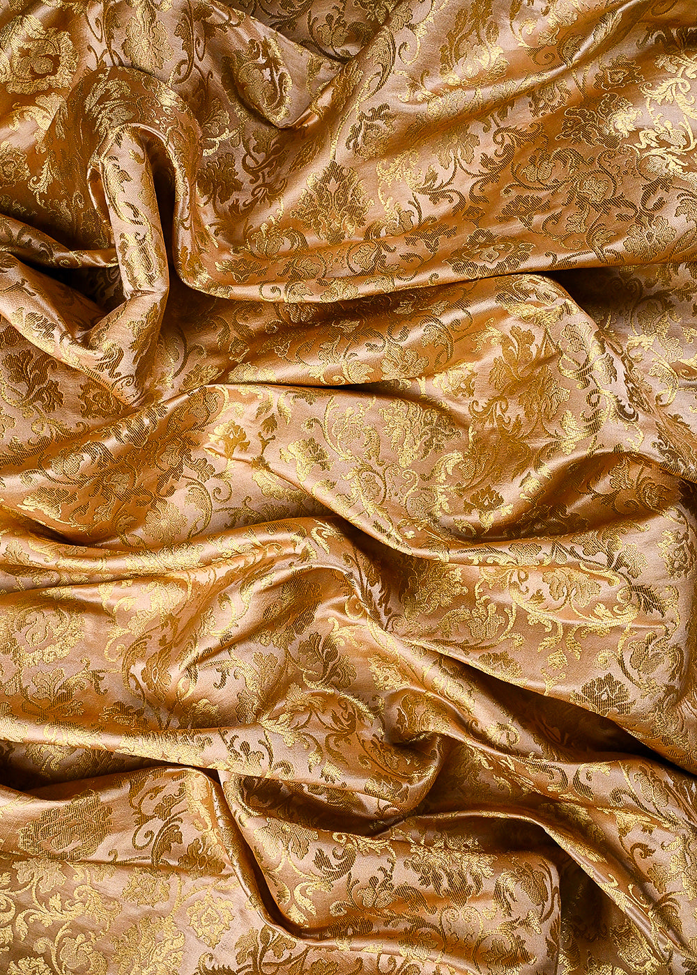 Beige Banarasi Brocade Fabric With All Over Thread And Zari Handloom 25244