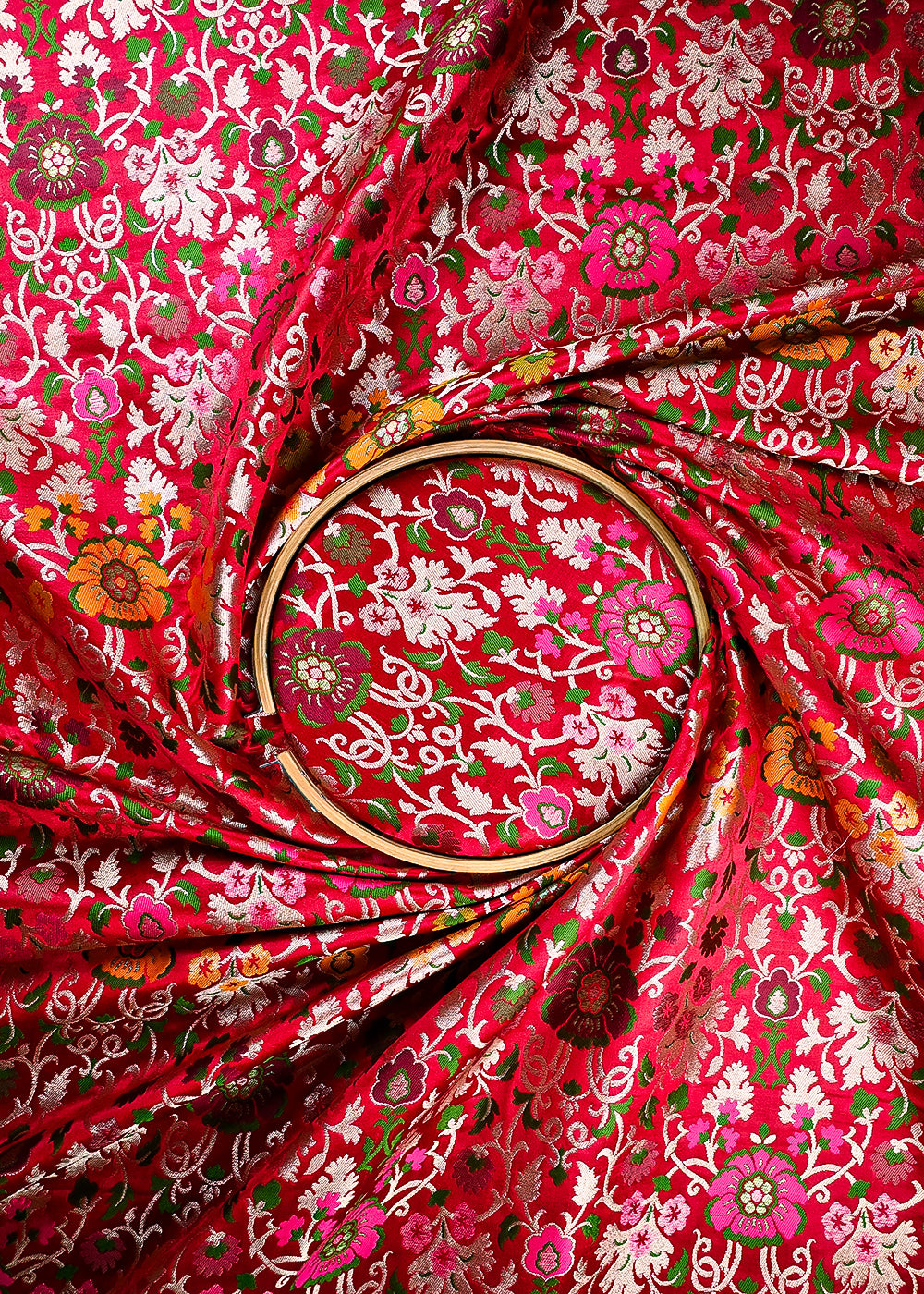 Maroon Banarasi Brocade Fabric With All Over Thread And Zari Handloom 25291