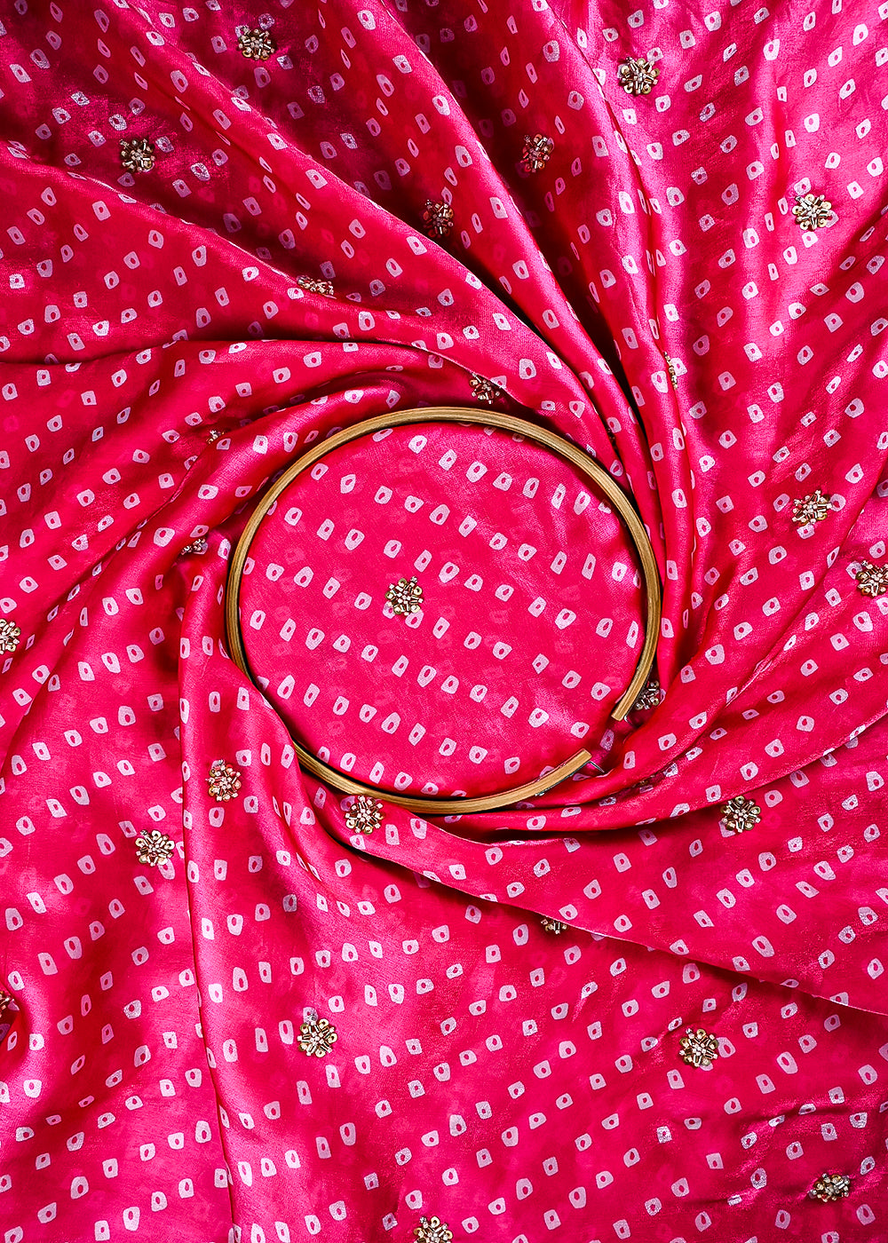 Pink Tissue Fabric With All Over Buti Of Sequins And Katdana Work 25301