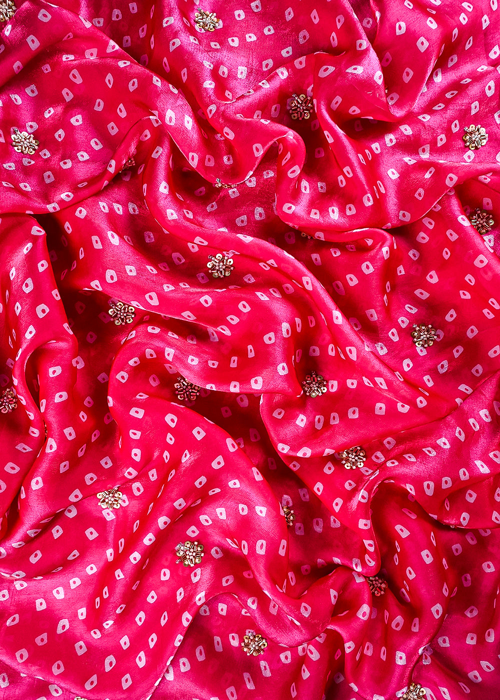 Pink Tissue Fabric With All Over Buti Of Sequins And Katdana Work 25301