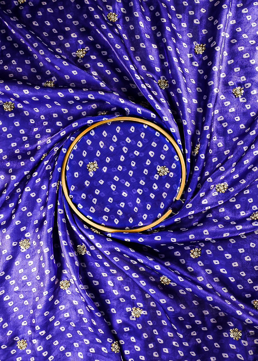 Violet Blue Tissue Fabric With All Over Buti Of Sequins And Katdana Work 25305