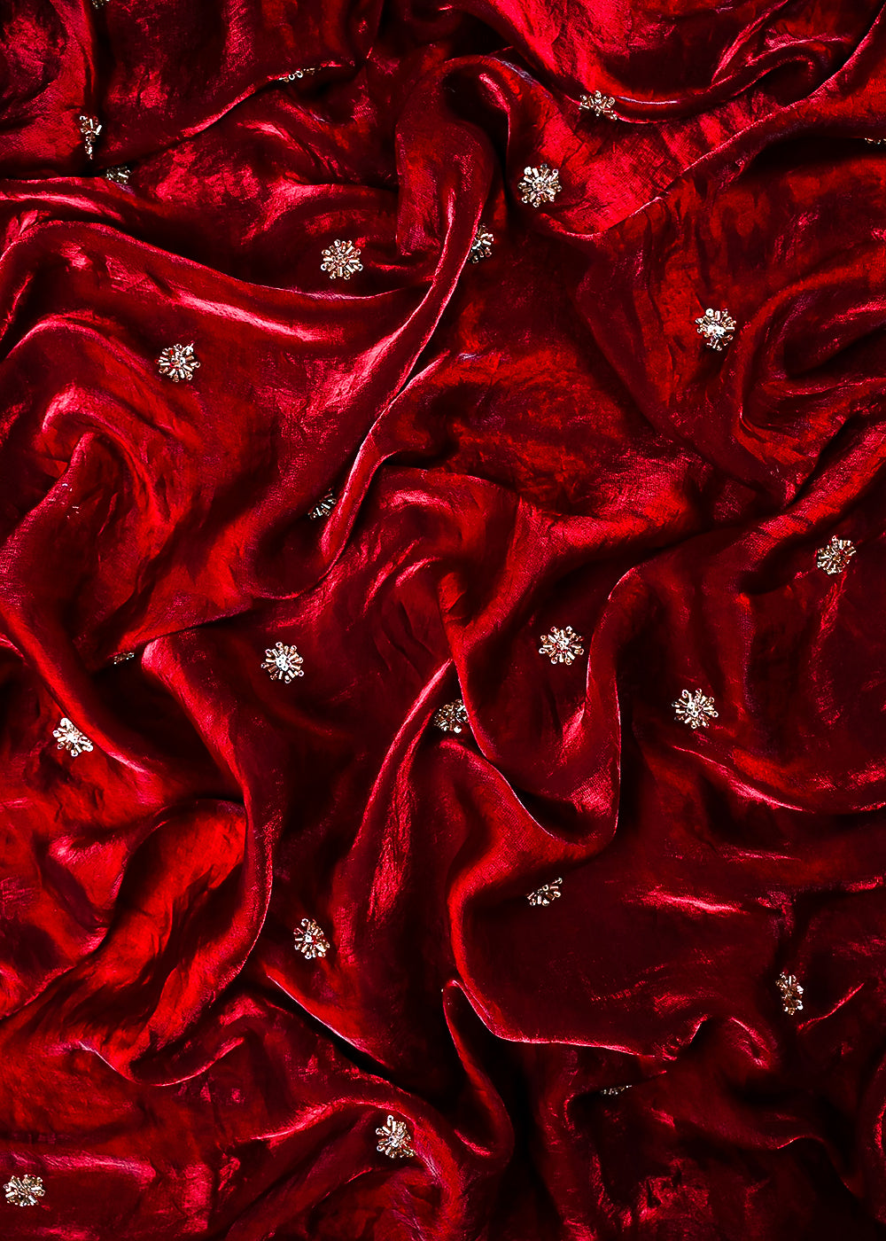 Maroon Diamond Tissue Fabric With All Over Buti Of Sequins And Katdana Work 25312