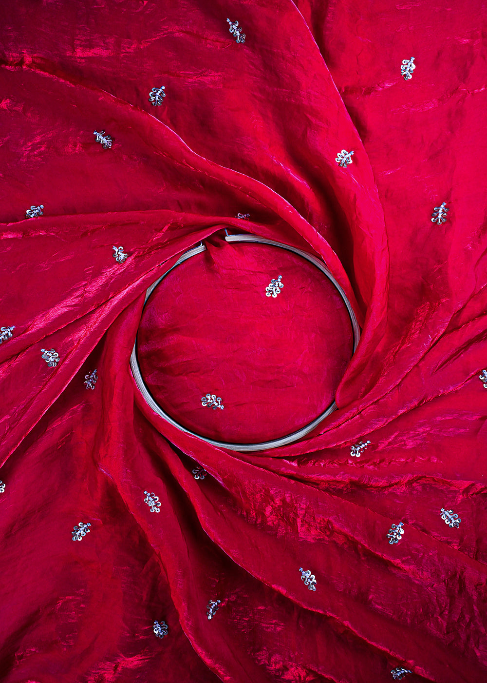 Rani Pink Diamond Tissue Fabric With All Over Buti Of Sequins And Katdana Work 25313