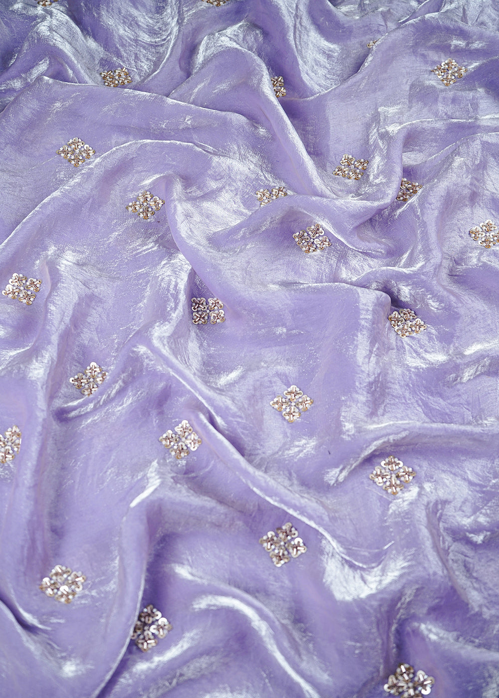Mouve Diamond Tissue Fabric With All Over Buti Of Sequins And Katdana Work 25321