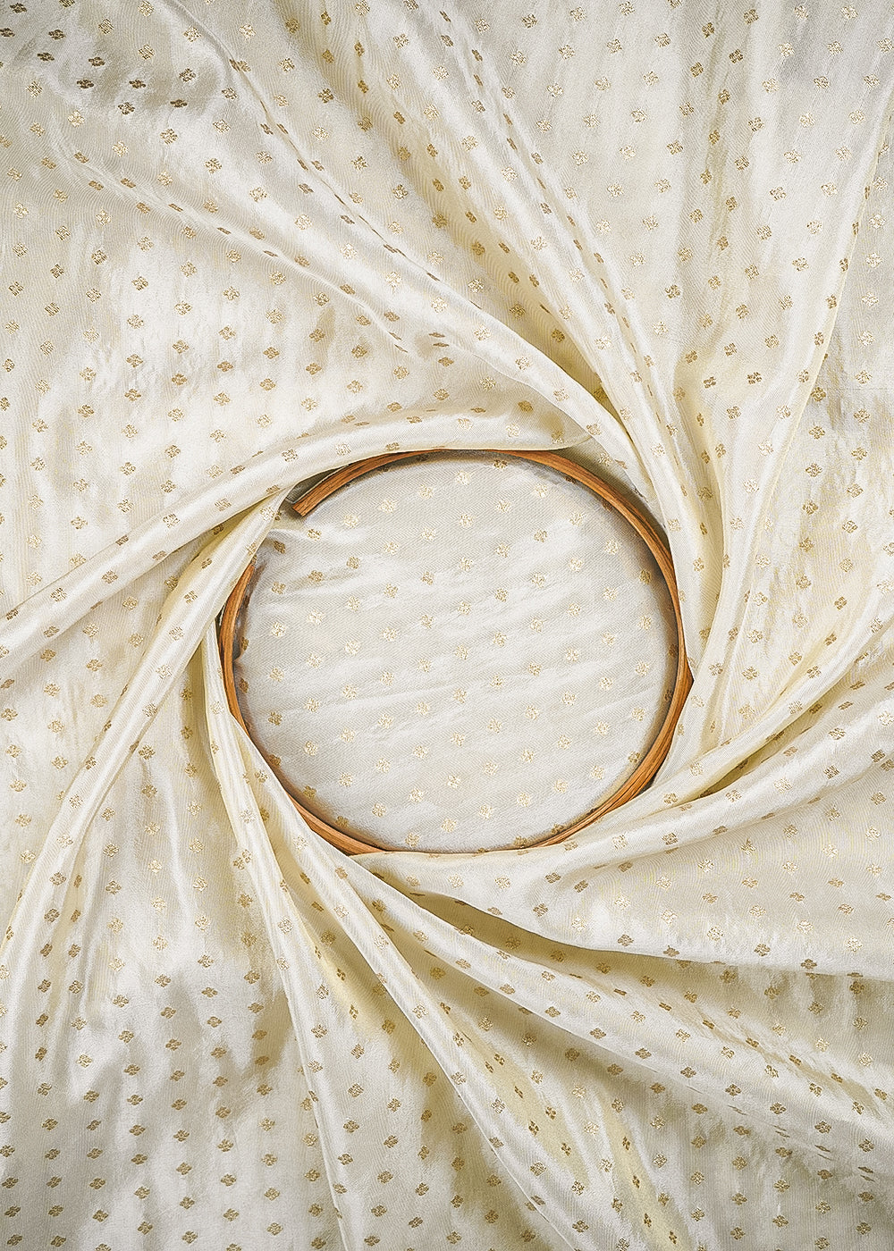 Golden Dyeable Tissue Fabric With All Over Zari Handloom 25331