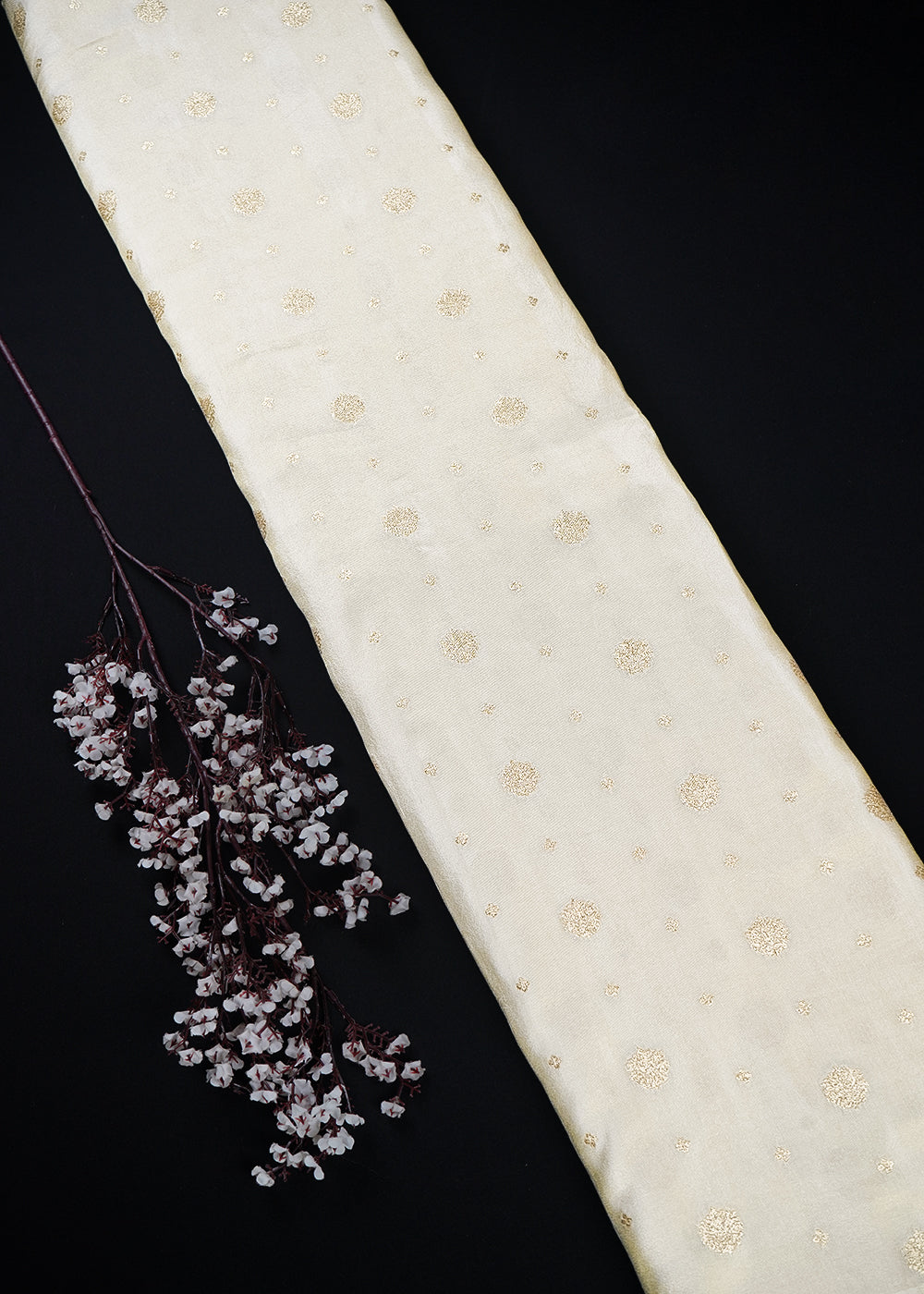 Golden Dyeable Tissue Fabric With All Over Zari Handloom 25335