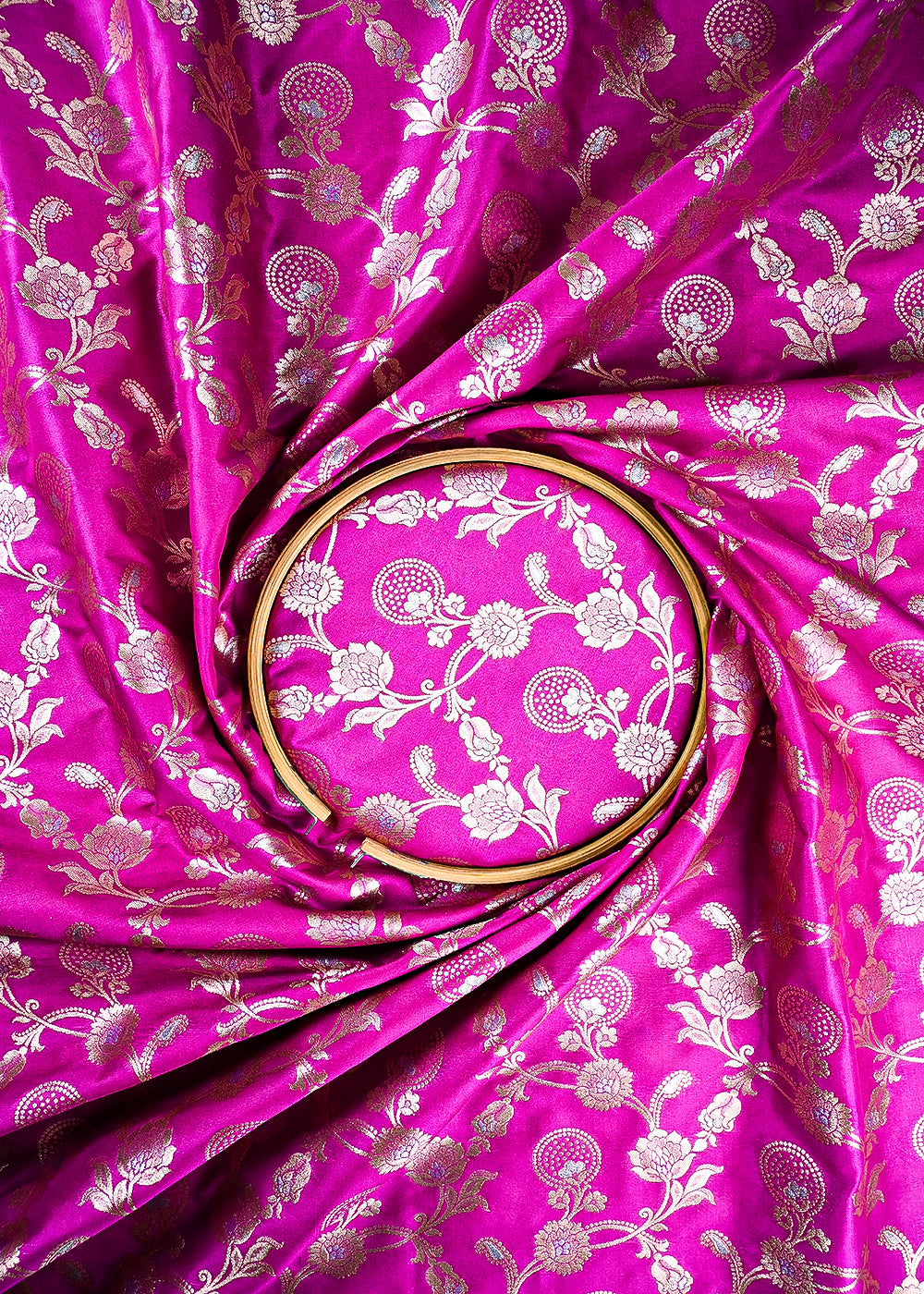 Purple Banarasi Brocade Fabric With All Over Zari Handloom 25359