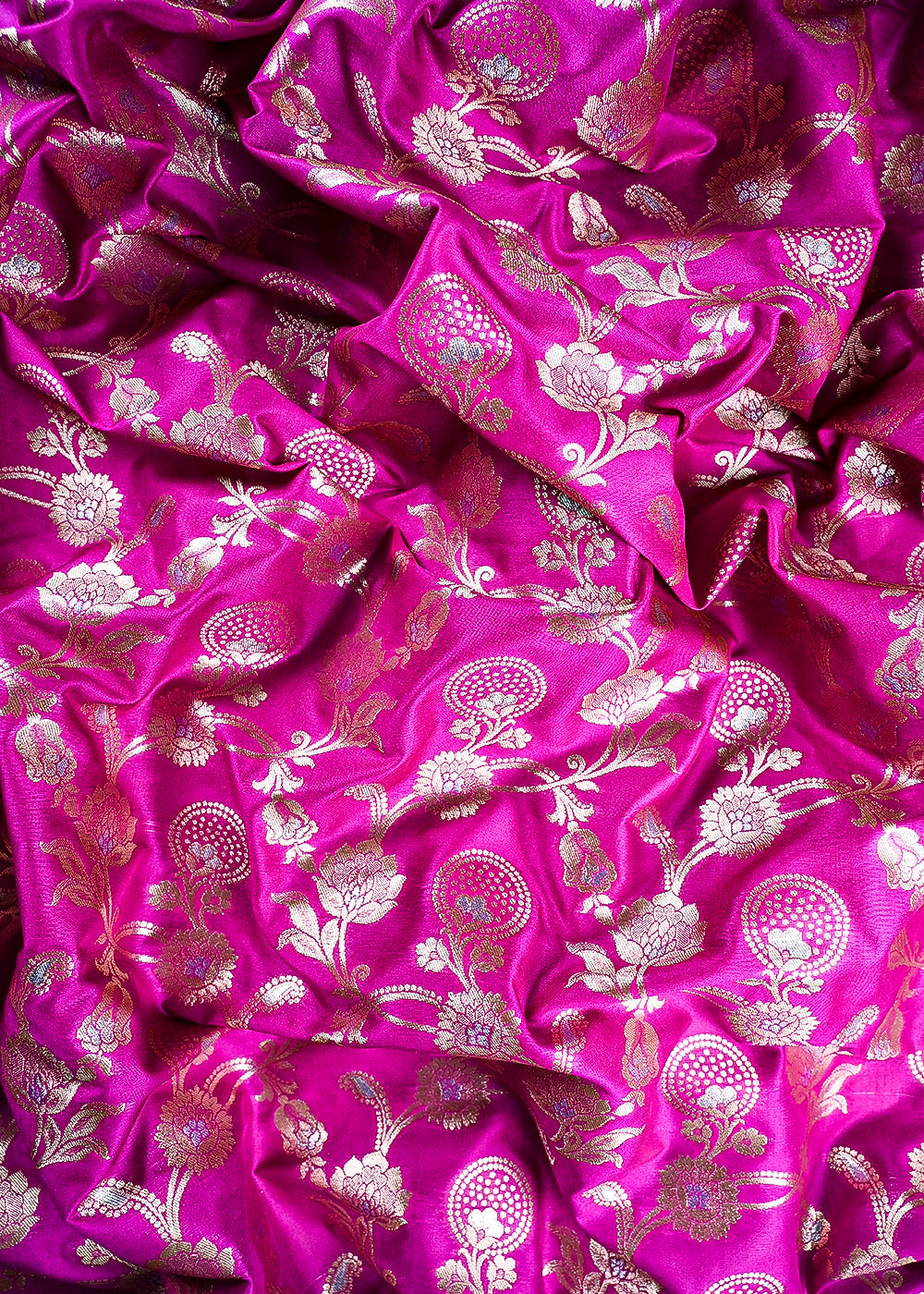 Purple Banarasi Brocade Fabric With All Over Zari Handloom 25359