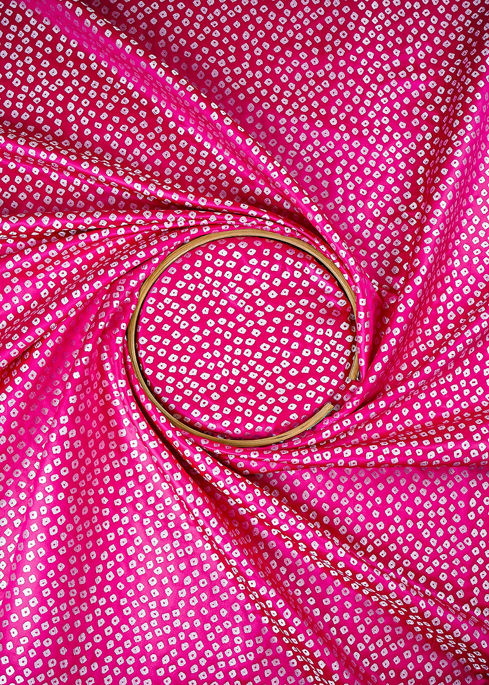 Pink Banarasi Silk Fabric With All Over Bandhini Work 25383