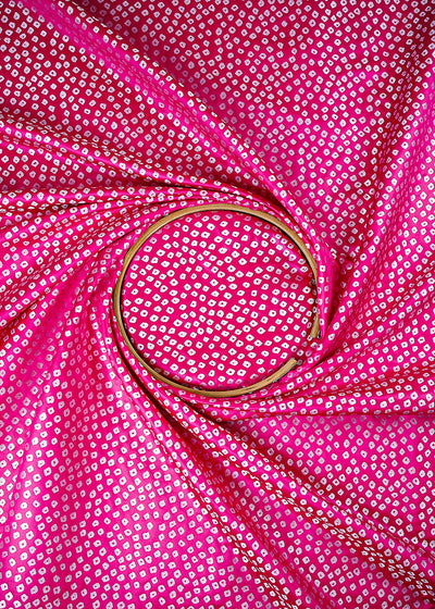 Pink Banarasi Silk Fabric With All Over Bandhini Work 25383