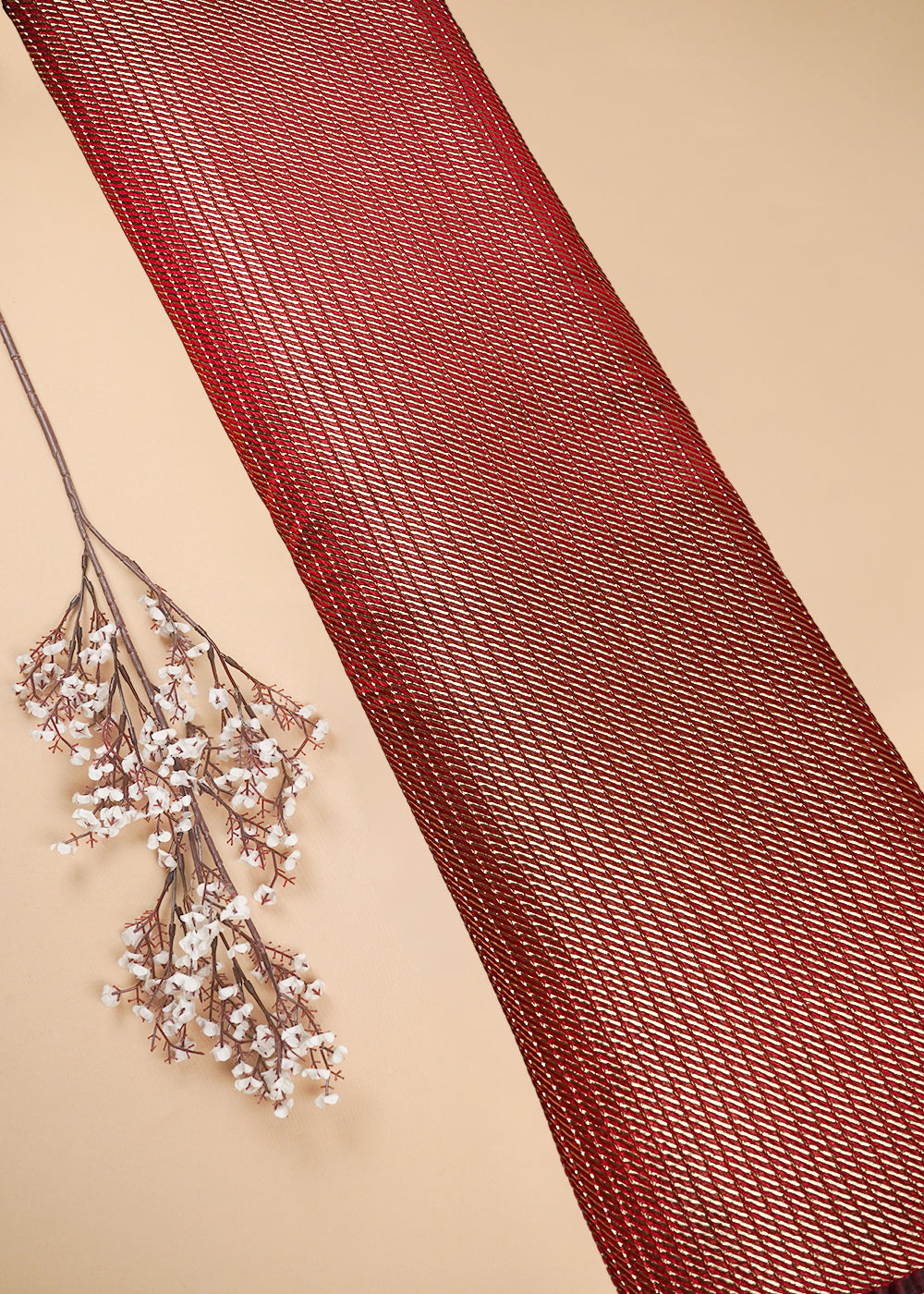 Maroon Banarasi Brocade Fabric With All Over Zari Handloom 25403