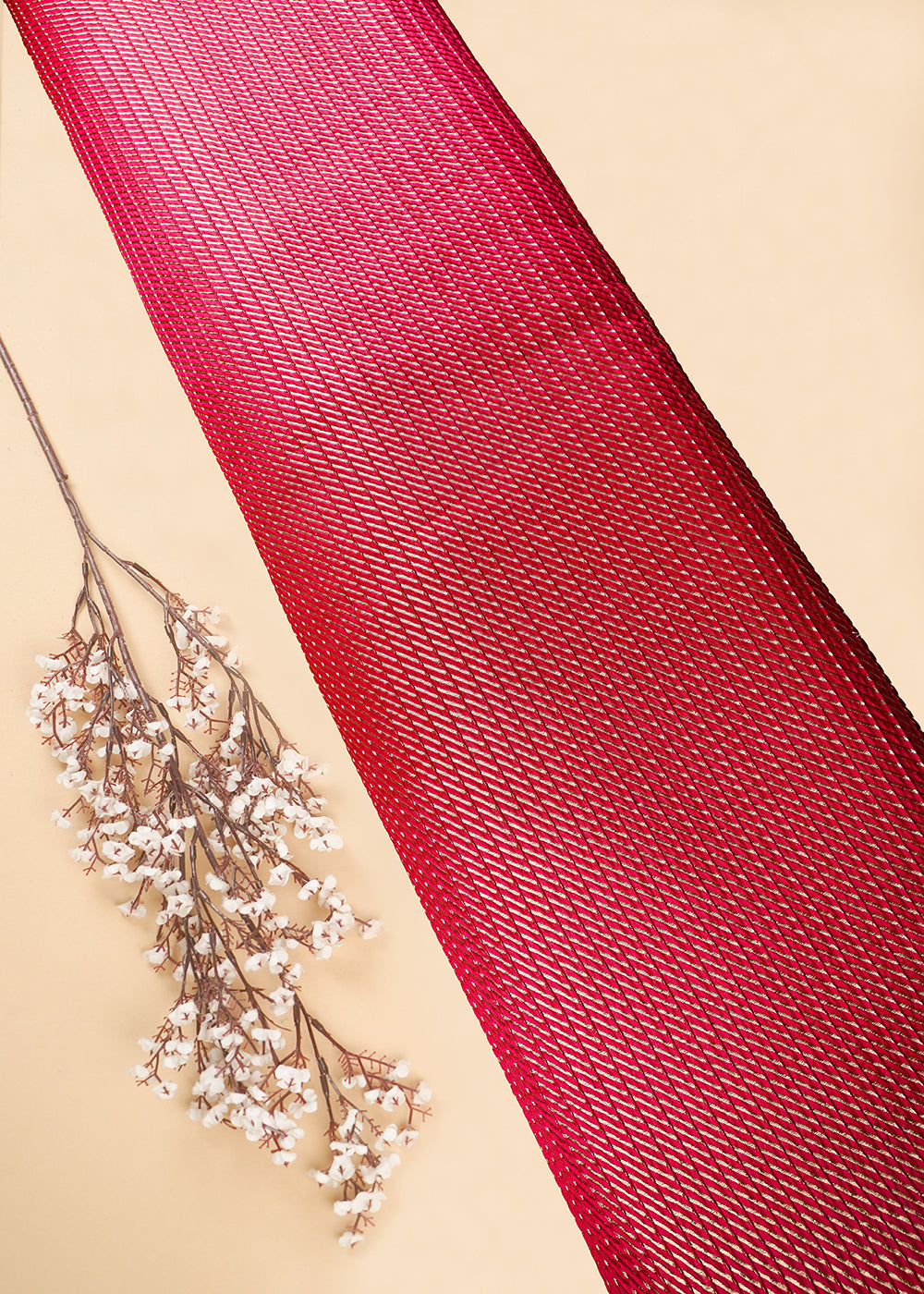 Rani Pink Banarasi Brocade Fabric With All Over Zari Handloom 25406