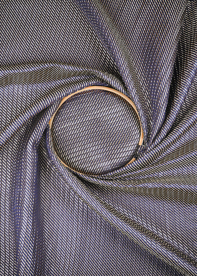 Navy Blue Banarasi Brocade Fabric With All Over Zari Handloom 25407