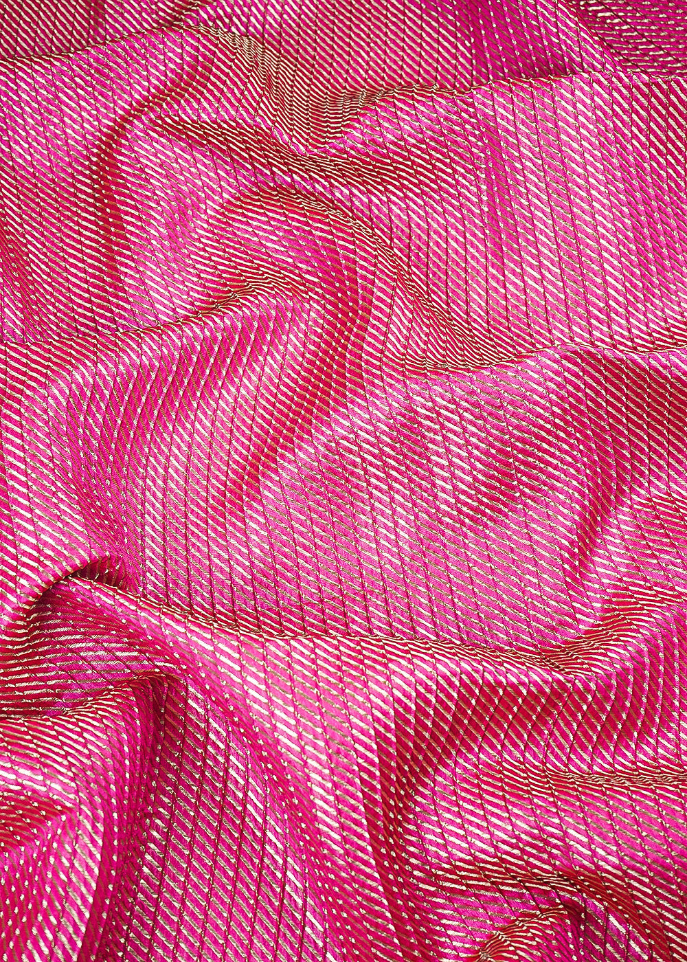 Pink Banarasi Brocade Fabric With All Over Zari Handloom 25408