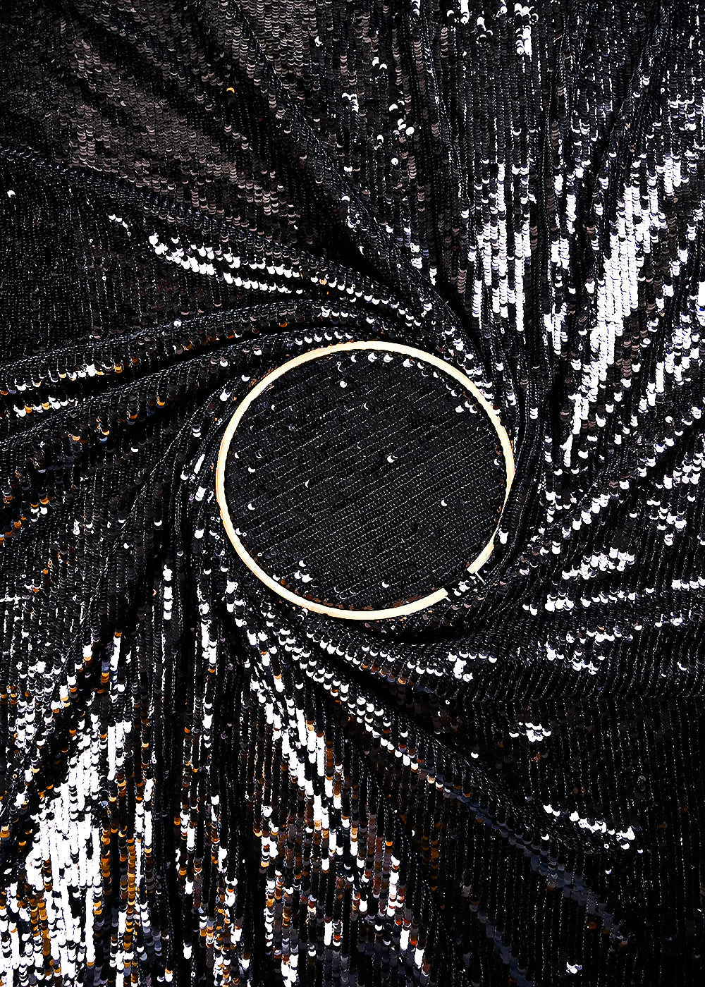 Black Lycra Net Fabric With All Over Sequins Work 25501