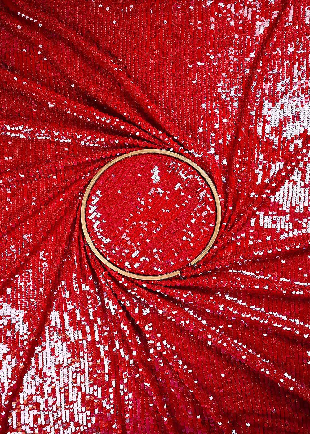 Red Lycra Net Fabric With All Over Sequins Work 25502
