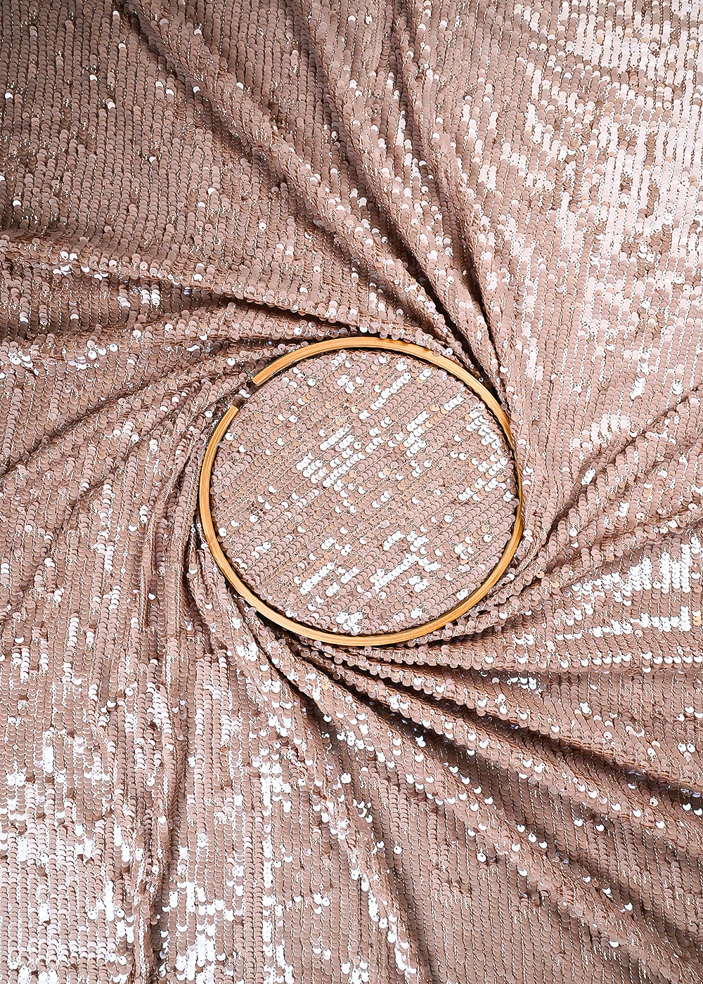 Beige Lycra Net Fabric With All Over Sequins Work 25503
