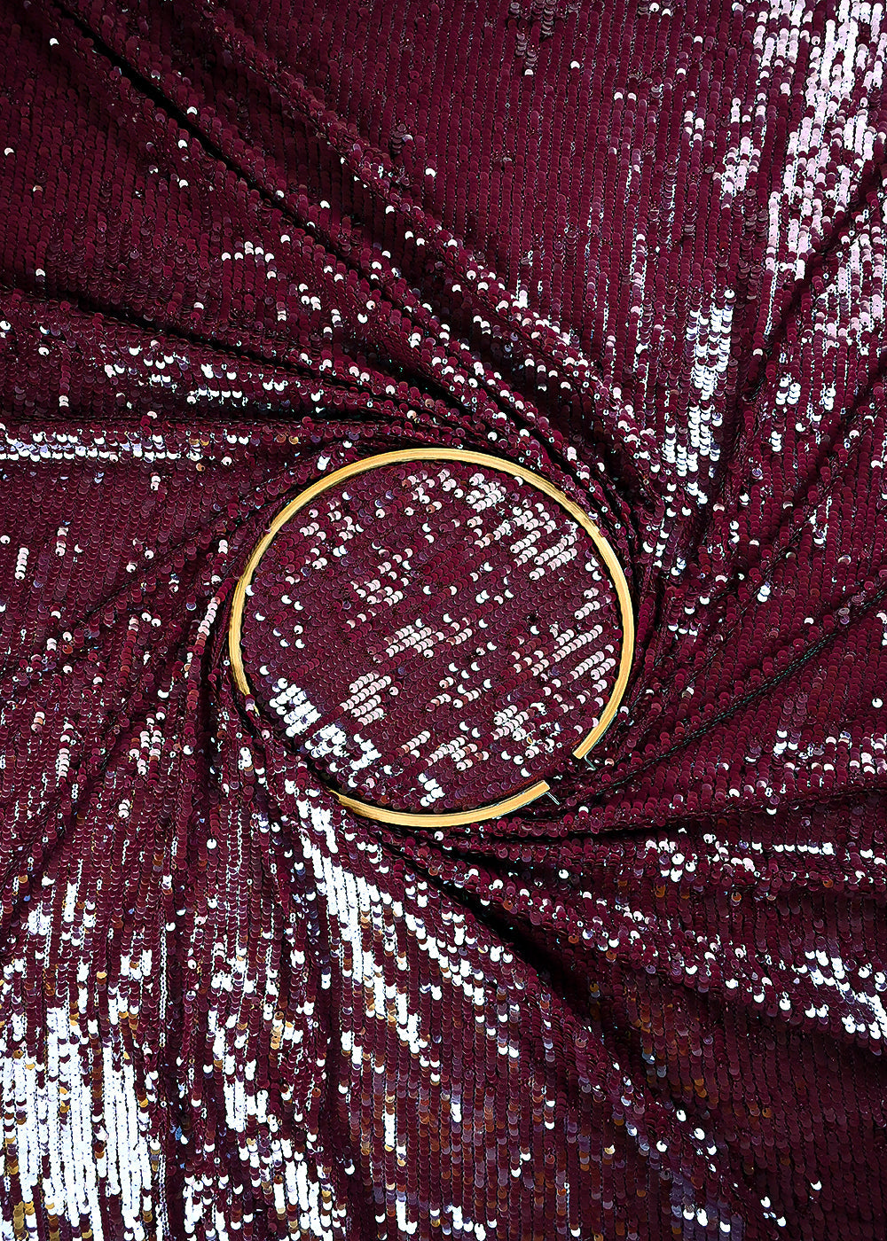 Wine Lycra Net Fabric With All Over Sequins Work 25504