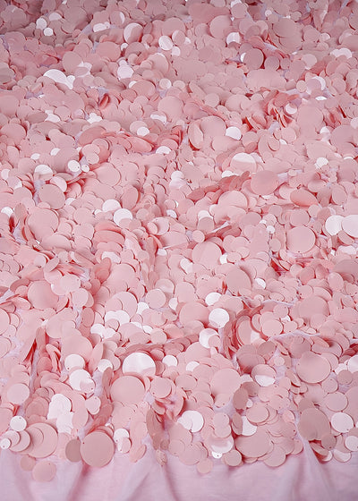 Baby Pink Georgette Fabric With All Over Jombo Oval Sequins Work 25507