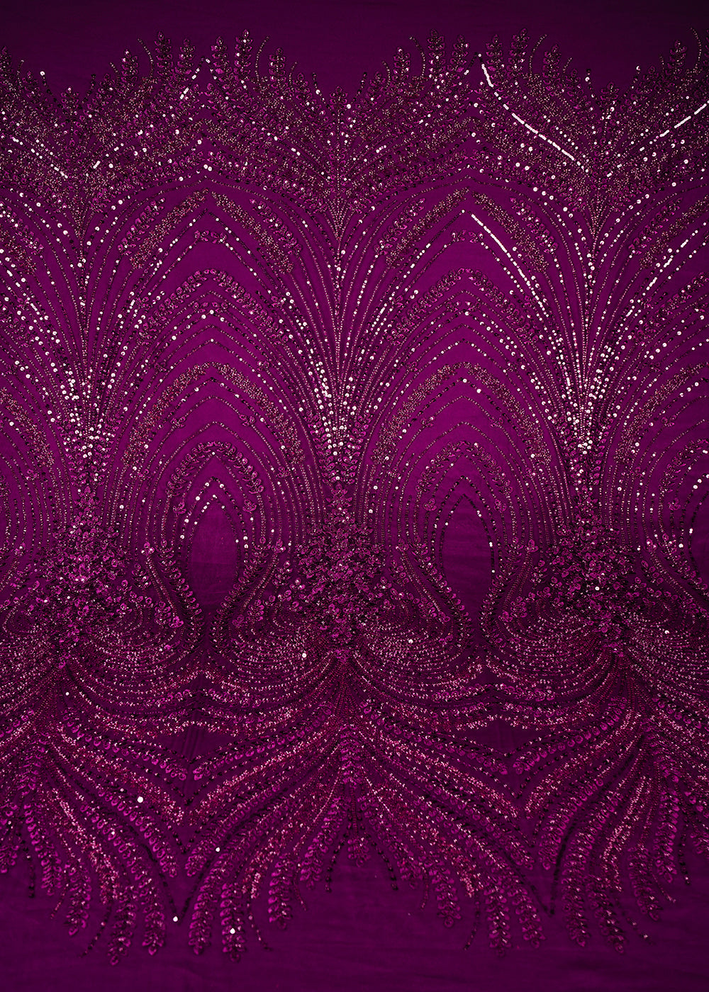 Wine Imported Net Fabric With All Over Thread, Sequins And Katdana Work 25513
