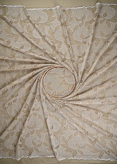Olive Imported Net Fabric With All Over Zari And Katdana Work 25522