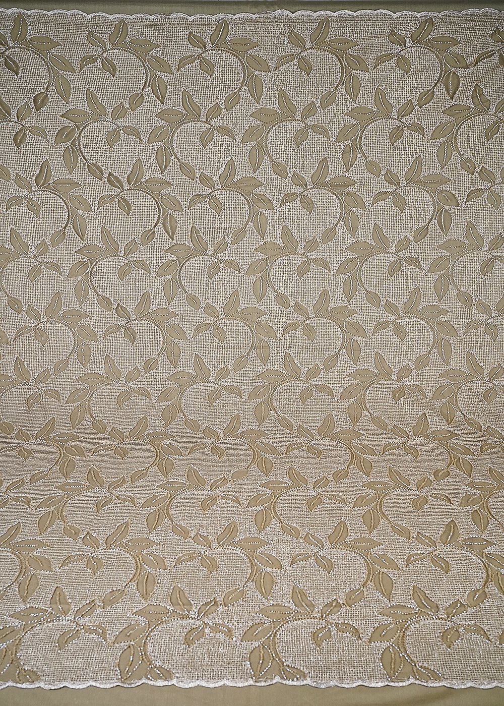 Olive Imported Net Fabric With All Over Zari And Katdana Work 25522