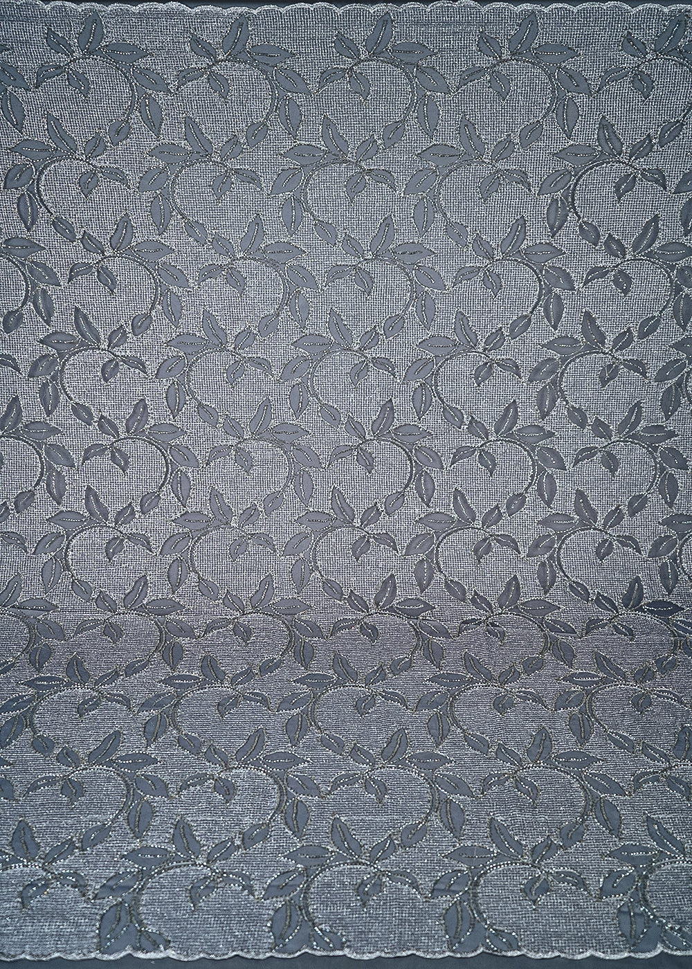 Grey Imported Net Fabric With All Over Zari And Katdana Work 25523